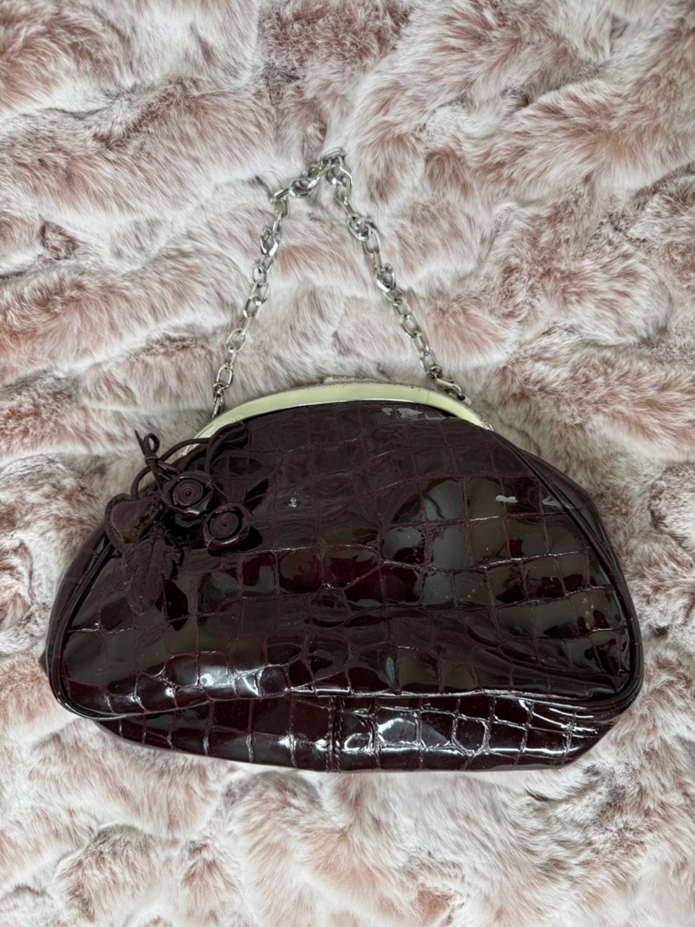 Brighton Croc-Embossed Patent Leather Bag Y2K Vintage Style Heart Charm